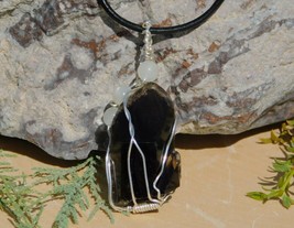 Smoky Quartz Crystal and Moonstone Sterling Silver Pendant &amp; Necklace by... - £27.65 GBP