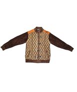 Royal Prestige brown Geometric Knit cardigan Full Zip sweater W Toggles ... - $618.68 MXN