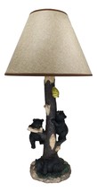 Rustic Forest Climbing 3 Black Bear Cubs On Tree Getting Beehive Table Lamp - £87.90 GBP