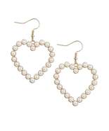 HEART SHAPED FAUX PEARL DANGLE EARRINGS - $5.09+