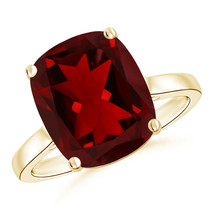 5Ct Cushion cut Red Garnet l 14K Yellow Gold Plated anniversary Ring for Woman - £59.59 GBP