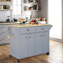 Cambridge Natural Wood Top Kitchen Island with Storage - £312.15 GBP