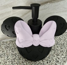 NWT Disney Minnie Mouse Black Soap Dispenser 6in Purple Heart Bow Lotion Pump - £29.75 GBP