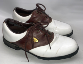 FootJoy Golf Shoes Brown White Leather Soft Spikes Contour Series Size 9 M 57817 - £16.61 GBP