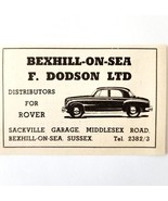 1954 Dodson Ltd Rover Sussex Dealership Advertisement Automobilia E89F4 - $19.99