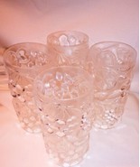 VTG Acrylic Drinkware 3D Raised Sliced Fruit Grapes Cherries Clear 18oz EUC - £9.28 GBP