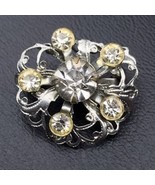 Rhinestone Brooch Pin Silver Tone Vintage - £9.68 GBP