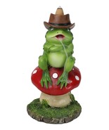 Western Outlaw Cowboy Frog On Mushroom Backflow Incense Cone Burner Figu... - $35.30 CAD