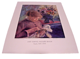 Vintage Print &quot;Lady Sewing&quot; Pierre Auguste Renoir Chicago Art Institute 14&quot;x 11&quot; - £19.12 GBP