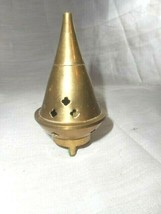 Brass Metal Cone Holder Ash Holder Incense Burner 3 legged Chimney Botto... - £7.44 GBP