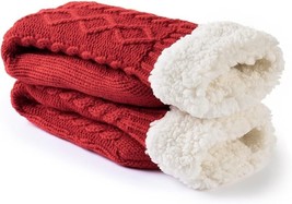 ULTRAIDEAS Women&#39;s Woolen Slipper Socks for Winter, Red, 5.5-8 - £7.61 GBP