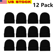 12 Pack Winter Unisex Beanie Cap Hats for Men Women Warm Cozy Knitted Wholesale - £22.15 GBP