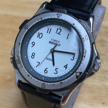 Vintage Timex Indiglo Mens Rotating Bezel Silver Analog Quartz Watch~New Battery - £35.84 GBP