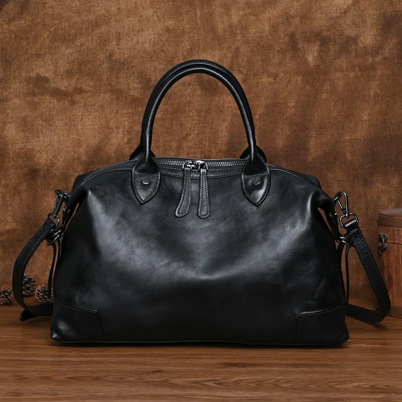  Boston 2024  Handbag Woman Bags For Women  Leather Travel Handbags Soft Cowhide - £80.03 GBP