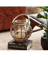 13&quot;H Rustic Farmhouse Brown Woven Rattan Candle Lantern with Jute Rope H... - $1,273.65 MXN