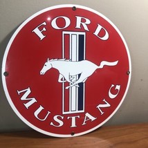 Retro Red Ande Rooney Porcelain Ford Mustang Advertising Sign Great Cond... - £22.44 GBP