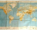 1937 American Geographical Society Poster Wall World Map - $14.80