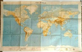 1937 American Geographical Society Poster Wall World Map - $14.80