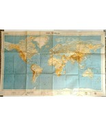 1937 American Geographical Society Poster Wall World Map - £11.62 GBP