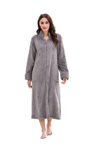 RH Women Fleece Robe Plush Long Zip Front Soft Zipper Bathrobes S-3XL RH... - $29.99
