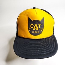 Vintage Yellow Black CAT Scale Trucker Cap Snapback Hat Mesh - £14.29 GBP