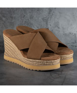 JSlides Rachelle Tan Nubuck Suede Crisscross Wedge Sandals Size 10 M - $1,034.68 MXN