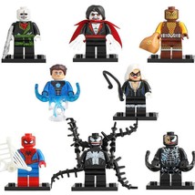 8pcs/set Spider-Man Venom Hydro-Man Shocker Black Cat Morbius Minifigures - £13.57 GBP
