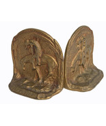 Native Indigenous warrior Cast Iron small Metal  Bookends Vintage - £51.25 GBP