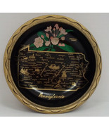 Vintage Pennsylvania travel souvenir black bowl with PA landmark map gra... - €17,15 EUR