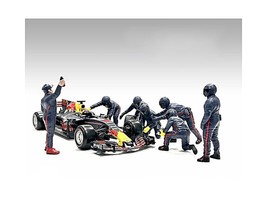 Formula One F1 Pit Crew 7 Figure Set Team Blue Release III for 1/43 Scal... - $63.45