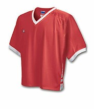  Men&#39;s  Champion Classic Mesh Lax V Neck Jersey Tee XL  Red &amp; White  - $7.91