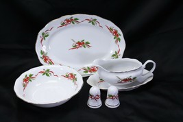 Favolina Poland Christmas Platter Serving Bowl Gravy Boat Salt Pepper Lo... - $36.04 CAD