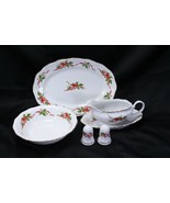 Favolina Poland Christmas Platter Serving Bowl Gravy Boat Salt Pepper Lo... - $26.45
