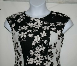 Taylor Misses 8 Sheath Dress Black Cream Flowers Sleeveless Zipper Back ... - $13.75