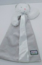 Blankets &amp; Beyond white bear gray split open front baby security blanket satin - £11.86 GBP