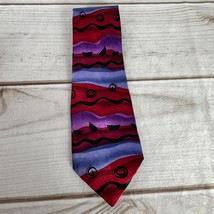 Jerry J. Garcia Sunset Collection Thirty-Two Tie Purple Blue Red 100% Silk - £12.63 GBP