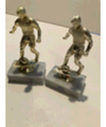 Soccer Trophies On Marble Base Approximately 7” Tall Set Of 2 - £54.43 GBP