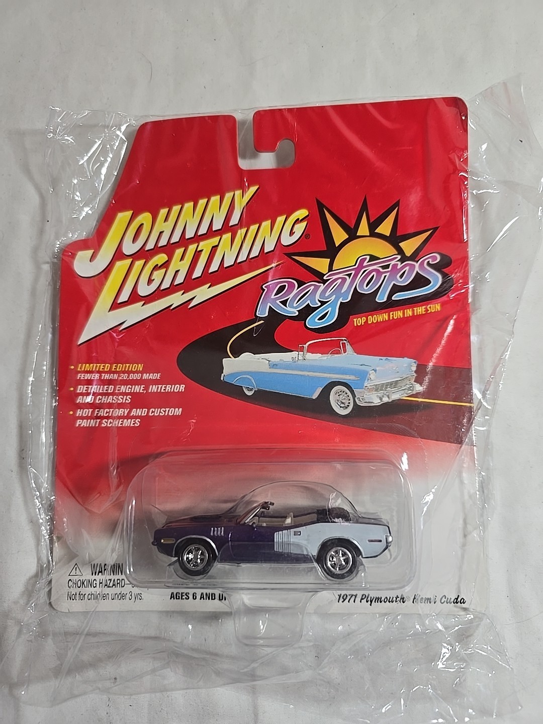 MOC JOHNNY LIGHTNING RAGTOPS 1971 71 HEMI CUDA MOPAR PURPLE LIMITED EDIT... - $11.87