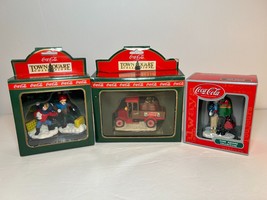 Coca-Cola Town Square Collection Christmas figure lot of 3 all in orig box x107 - £13.43 GBP