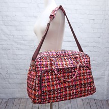 ❤️ Vera Bradley Houndstooth Tweed Weekender Travel Duffel + Cosmetic Pink Brown - £53.71 GBP