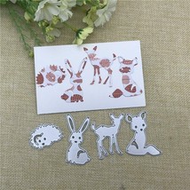 Rabbit Fox Deer Hedgehog Metal Cutting Dies Stencils Scrapbooking Card 4Pcs - £7.36 GBP