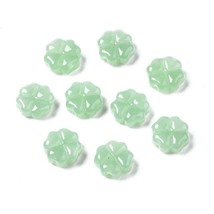 10 Glass Clover Beads L Green St. Patricks Day Jewelry Supplies 4 Leaf S... - $4.40