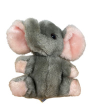 Vintage 1983 R Dakin 6&quot; Grey Elephant Stuffed Animal Plush Pink Ears Felt Tail - £11.77 GBP