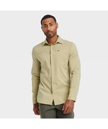 Men&#39;s Long Sleeve Woven Button-Up Shirt - All in Motion Khaki L, Green - £19.97 GBP