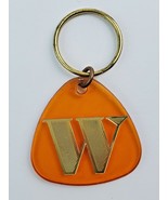 Vintage Letter W Orange plastic Keychain Gold letter Name Alphabet 1980&#39;s - £3.58 GBP