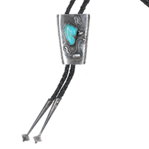 c1960 c-31 Bolo tie Native American silver with turquoise - £184.84 GBP