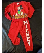 1980 Vintage Mickey Mouse Sweat Suit Pants Shirt Red Disney Pilgrim Yout... - $74.45 CAD+