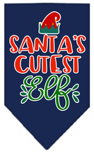 Santa&#39;s Cutest Elf Screen Print Bandana Navy Blue Small - £9.26 GBP