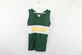 Vtg 90s Womens Small Silky Nylon Color Block Running Jogging Singlet Tan... - $19.75