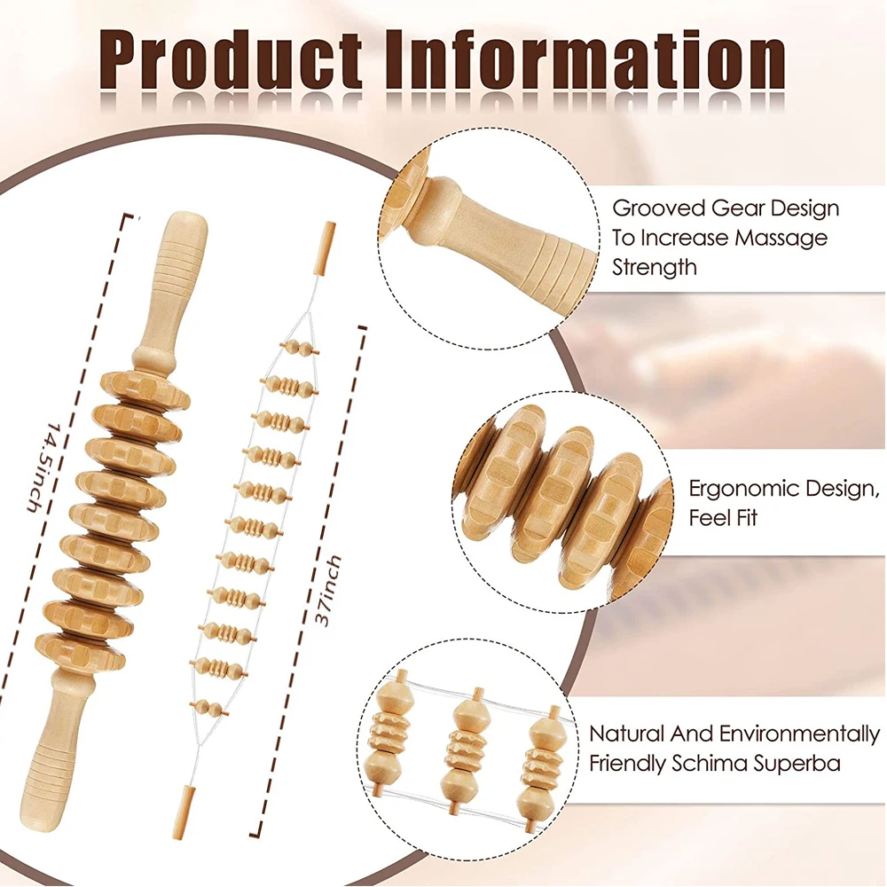 Sporting 2Pcs Wood Therapy Tools,Anti Cellulite A,Lymphatic Drainage A Maderoter - £24.85 GBP